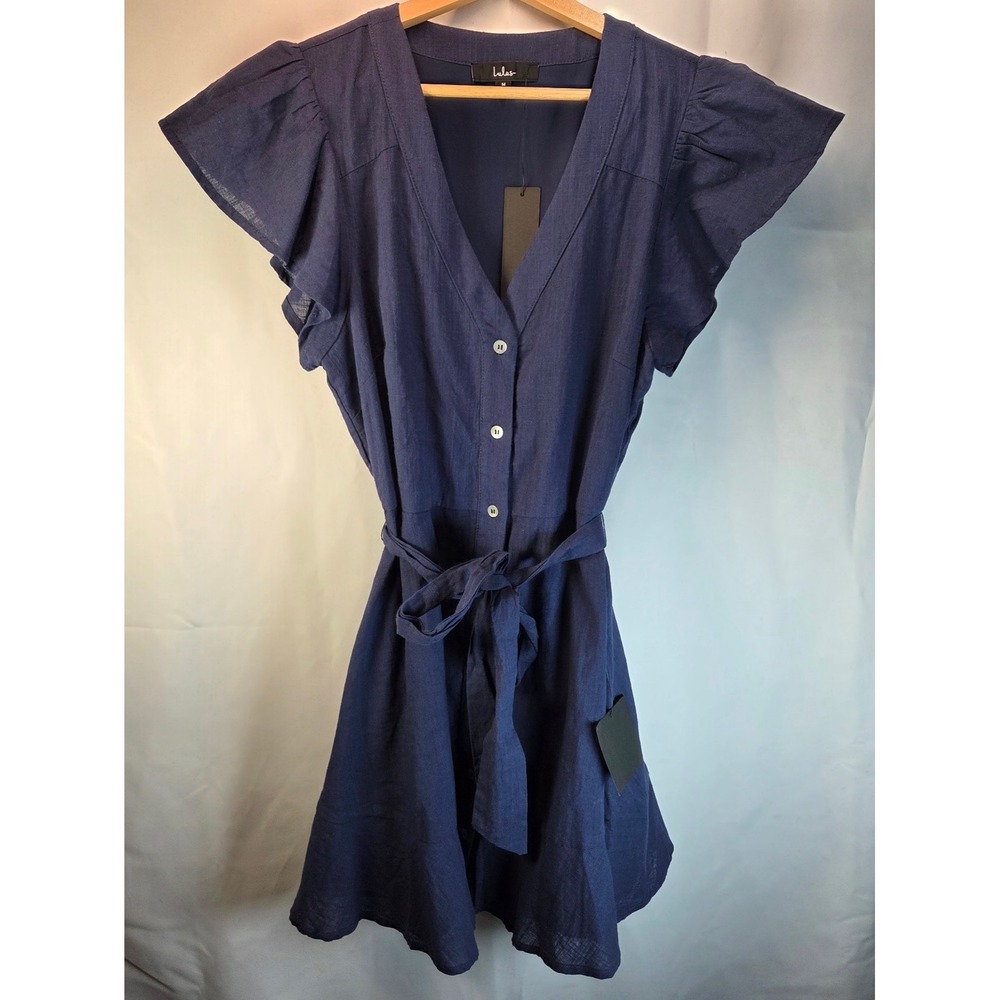 Lulus Daytime‎ Dreamer Medium Navy Blue Button Up Mini Dress NWT